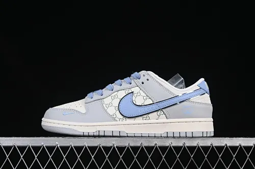 All categories Nk SB Dunk Series Nk SB Dunk Low High-end customized low-top sneakers Nike SB Dunk Low Gucci co-branded gray and blue print Anniversary high-end customized low-top casual sneakers JJ2508-556